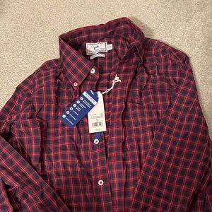 Southern Tide Navy and Crimson Plaid Shirt
